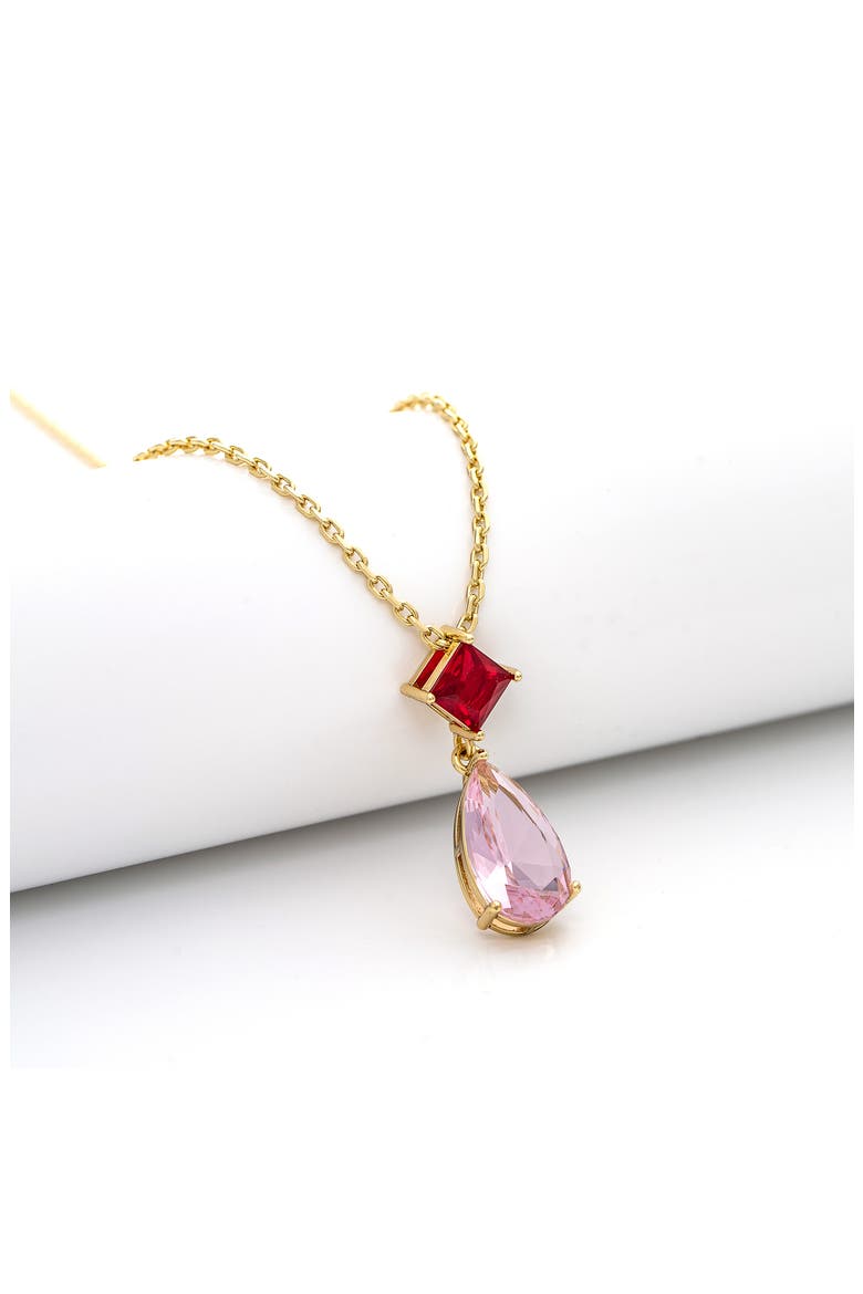 Cubic Zirconia Pendant Necklace, Alternate, color, RUBY PINK