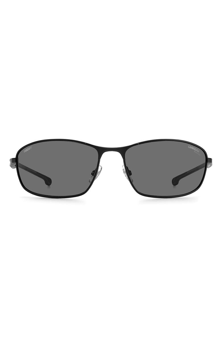 Carrera Eyewear x Ducati 64mm Polarized Rectangular Sunglasses, Alternate, color, Matte Black / Grey