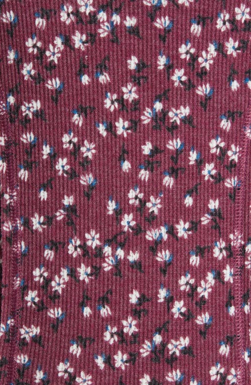 Shop Free People Sugar Dreams Floral Thermal Knit Bodysuit In Wine Combo
