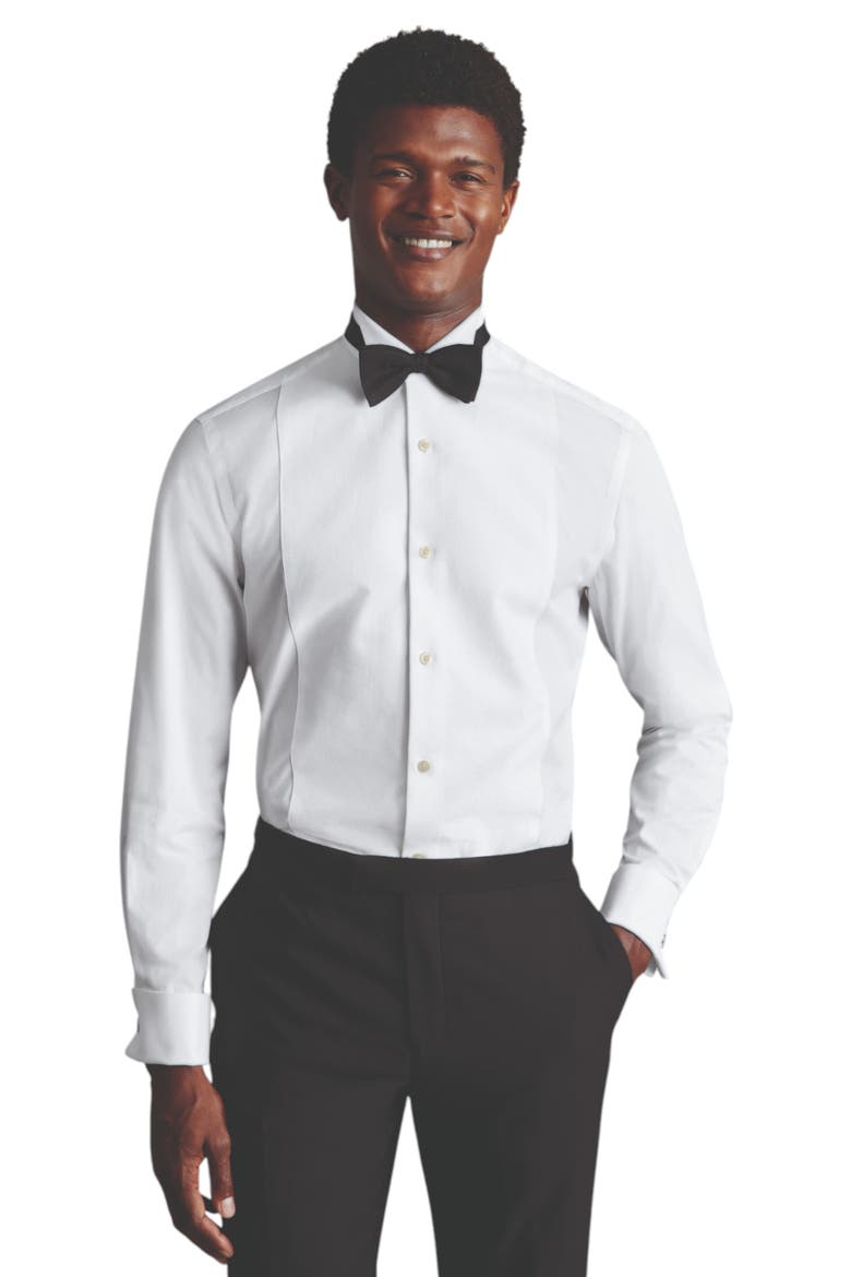 Bib Front Wing Collar Evening Shirt, Main, color, White
