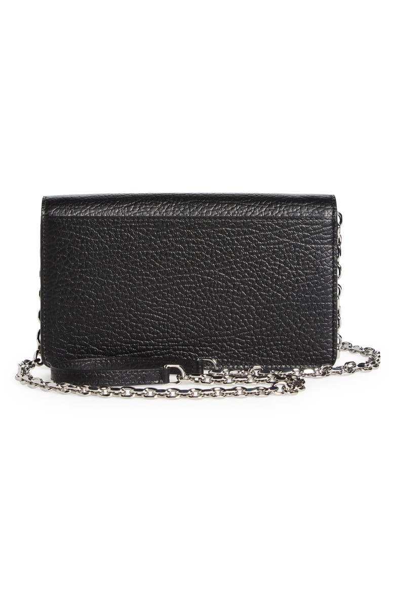 Large Leather Wallet on a Chain, Alternate, color, BLACK