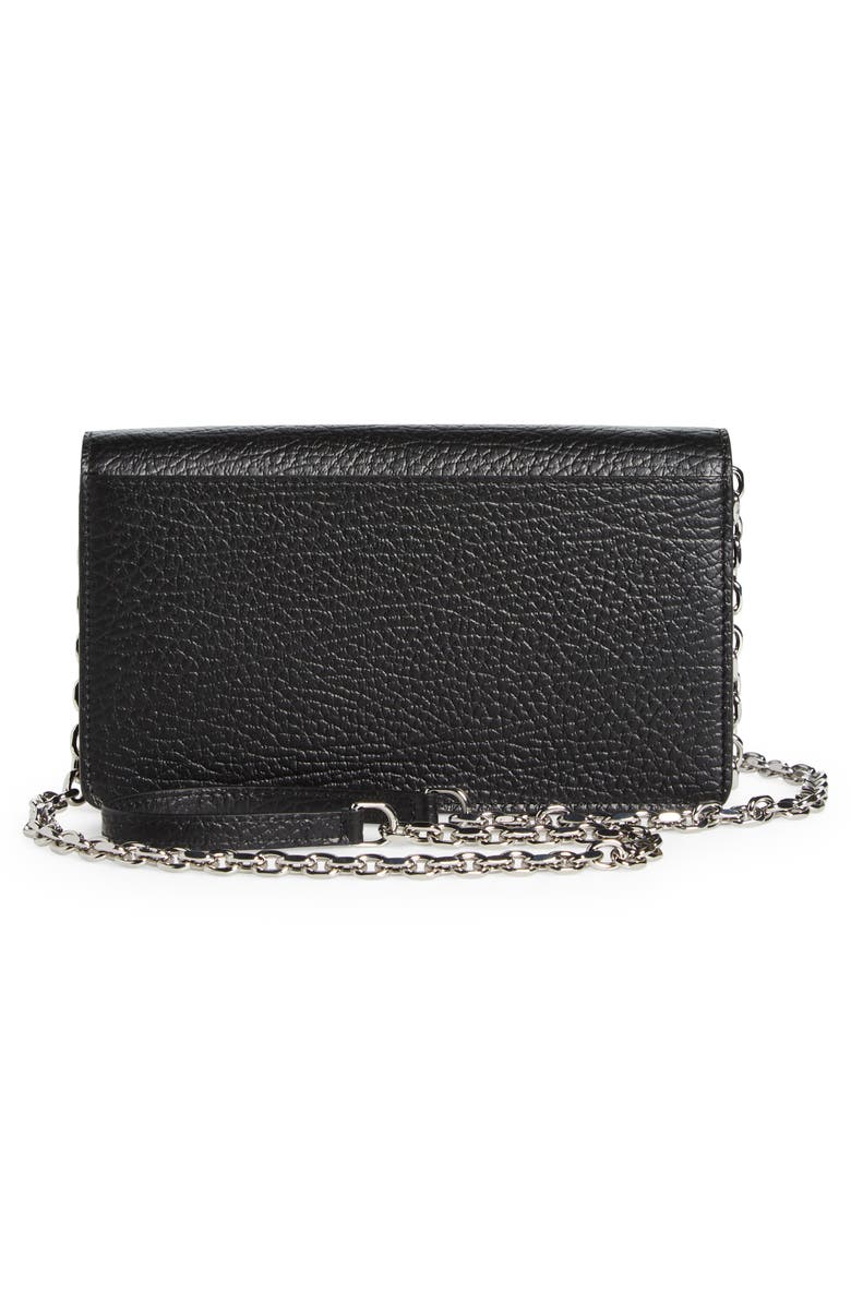 Maison Margiela Large Leather Wallet on a Chain, Alternate, color, Black