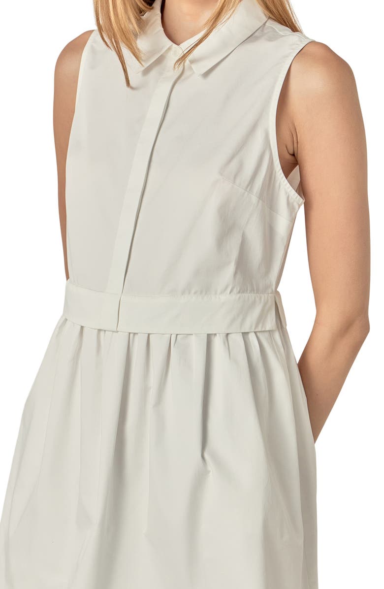 English Factory Sleeveless Mini Shirtdress, Alternate, color, White