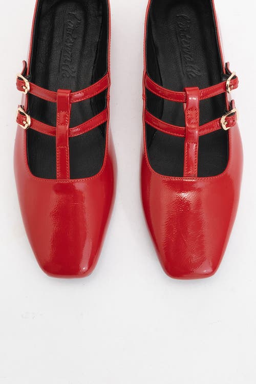 Forever & Always Shoes Starling Leather Mary Jane Flats In Red Patent Leather