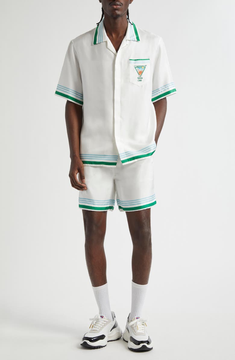 Casablanca Metaphysical Tennis Icon Silk Camp Shirt, Alternate, color, 