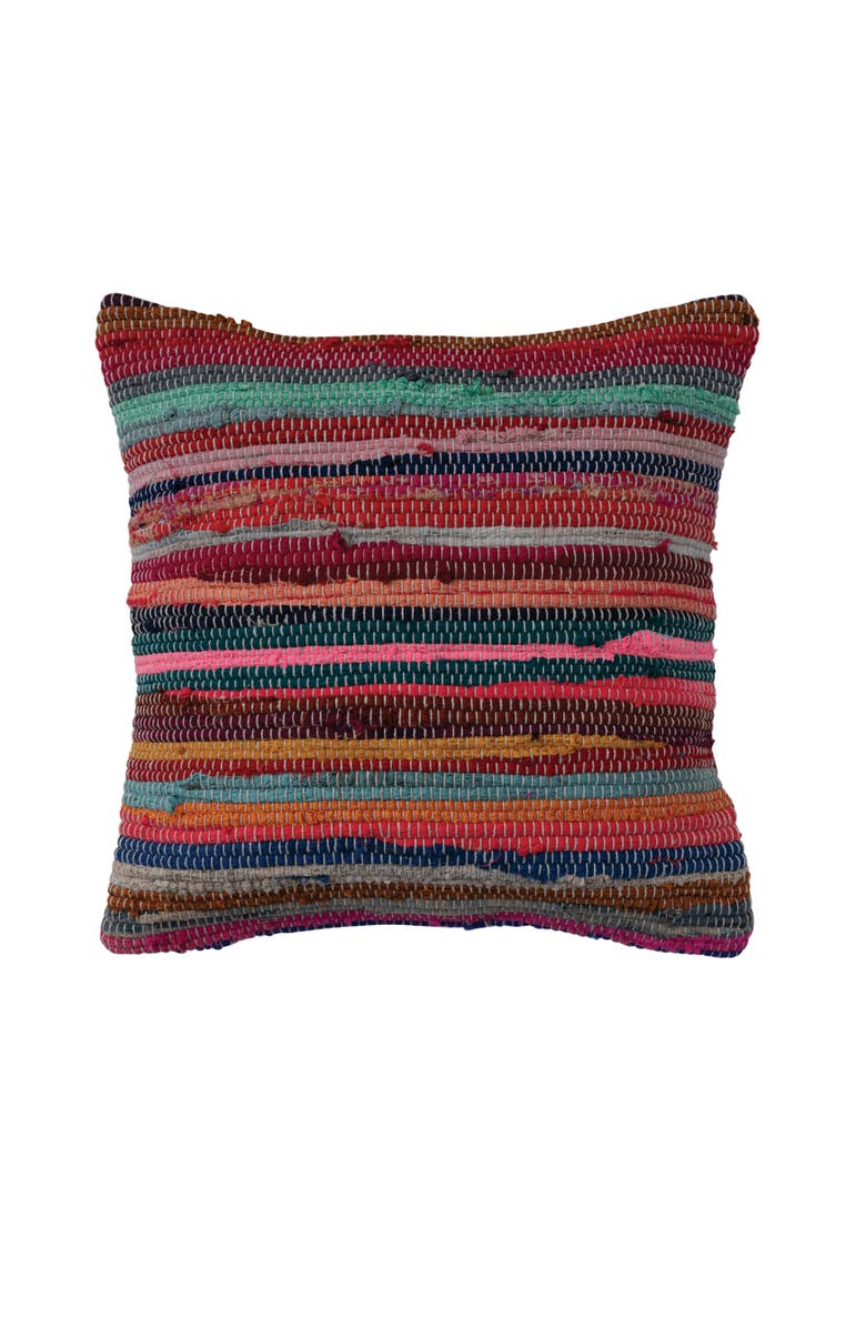 Storied Home Recycled Cotton Chindi Throw Pillow Cover, Main, color, Pink