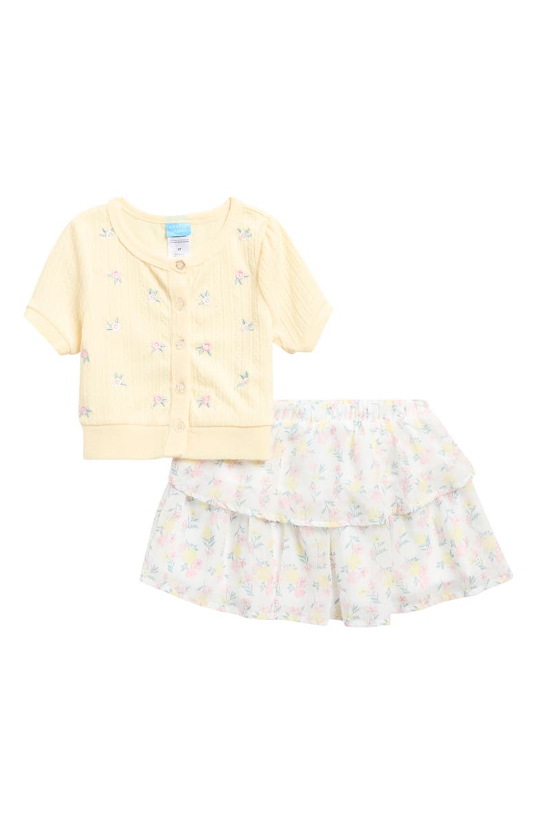 Draper James Kids' Short Sleeve Cardigan & Skirt Set, Main, color, Aerie Yellow