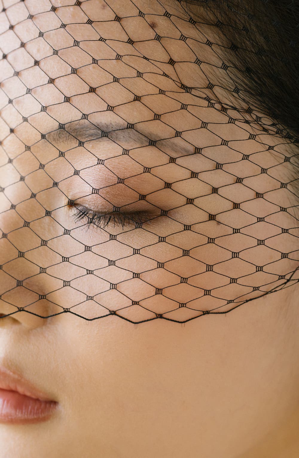 Voilette Silk Headband with Mesh Veil, image 3 of 3