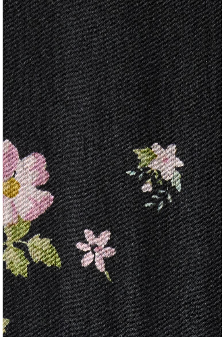 Liberty Print Long Sleve Silk Charmeuse Minidress, Alternate, color, BLACK