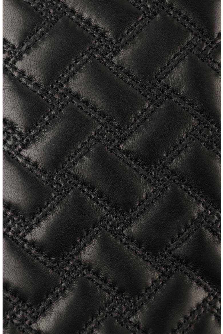 Long Quilted Leather Gloves, Alternate, color, BLACK