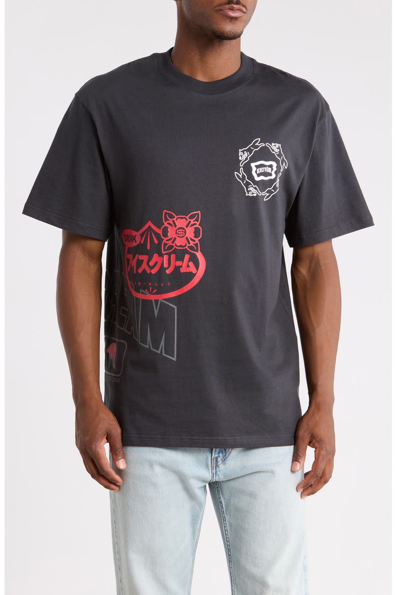 Overlay Cotton Jersey Graphic T-Shirt, Main, color, CHARCOAL ART