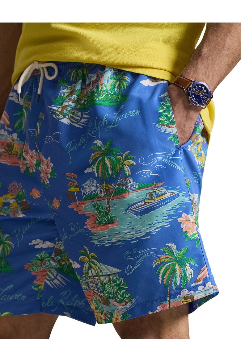 Big & Tall Bahamas Bear Traveler Swim Trunks, Alternate, color, BLUE