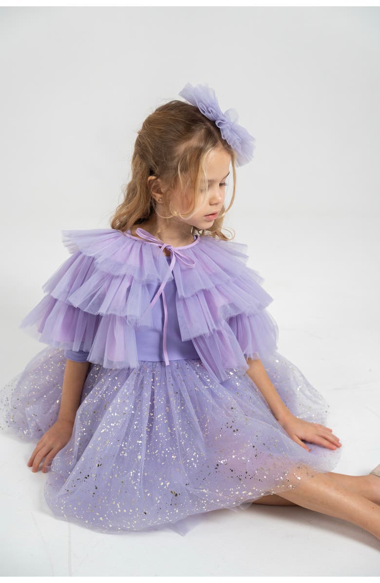 Mini Celebrities Shiny Tulle Dress Set, Alternate, color, Shiny Lilac