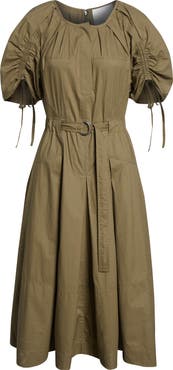 3.1 Phillip Lim Puff Drawstring Sleeve Cotton Midi Dress