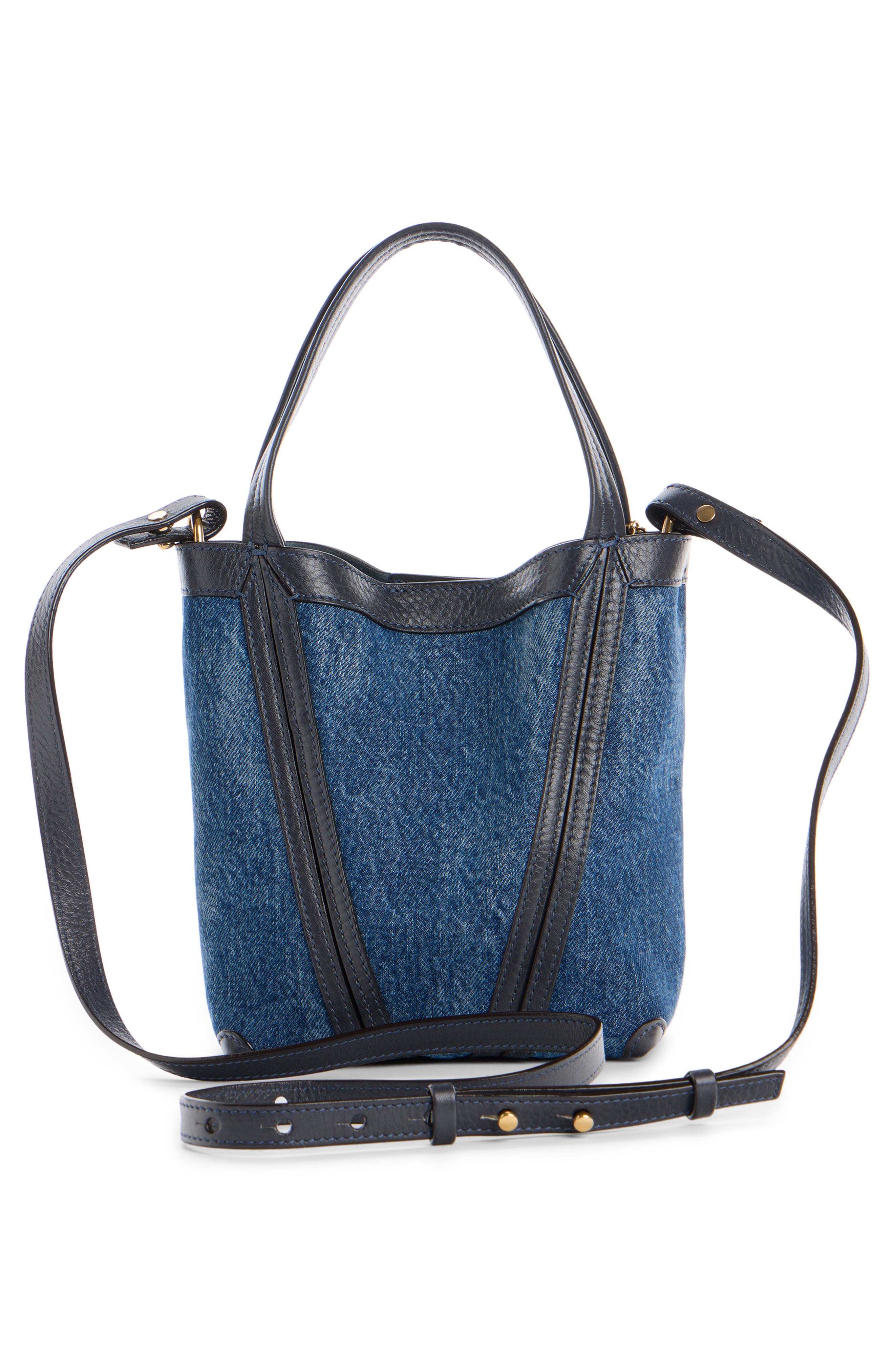 Chloé Small Spin Denim Crossbody Tote, Alternate, color, 