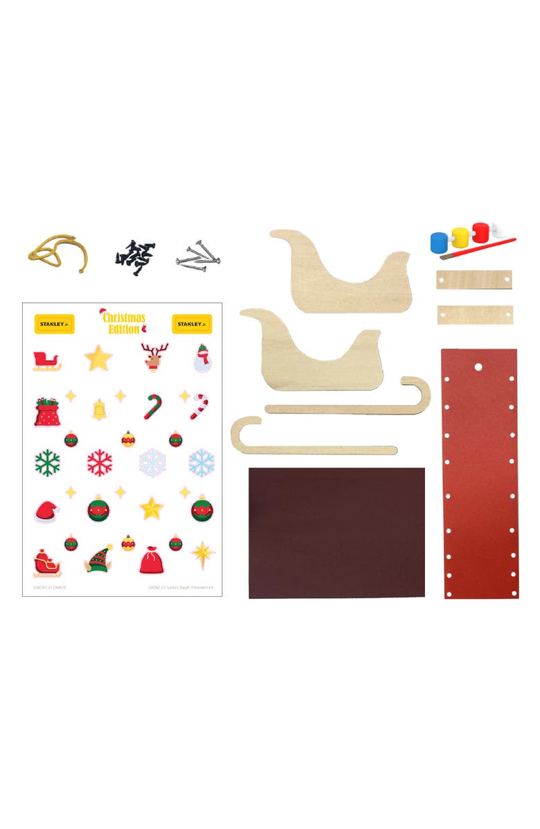 Stanley Jr. Wood Mini Santa Sleigh and Reindeer Set Christmas Ornament, Alternate, color, Multi Color