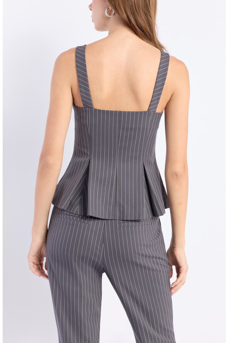 Brooklyn Peplum Top, Alternate, color, GREY CHARCOAL PINSTRIPE