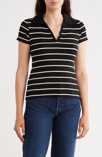 Cyrus Stripe Johnny Collar Polo In Multi