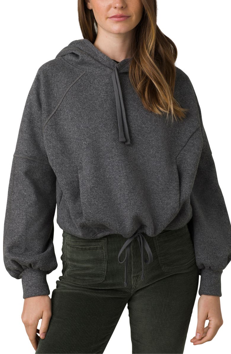 prAna Ziller Recycled Wool Blend Hoodie, Main, color, Heather Grey