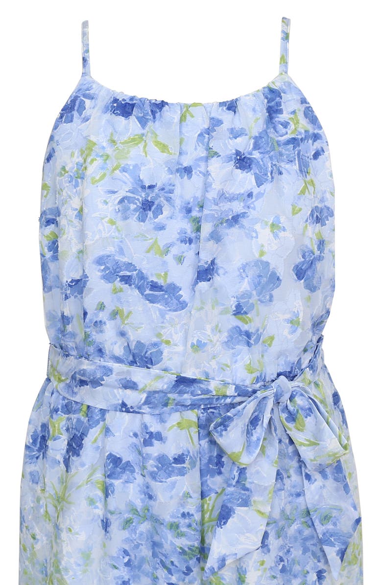 Zunie Kids' Floral Wide Leg Chiffon Jumpsuit, Alternate, color, Blue Multi