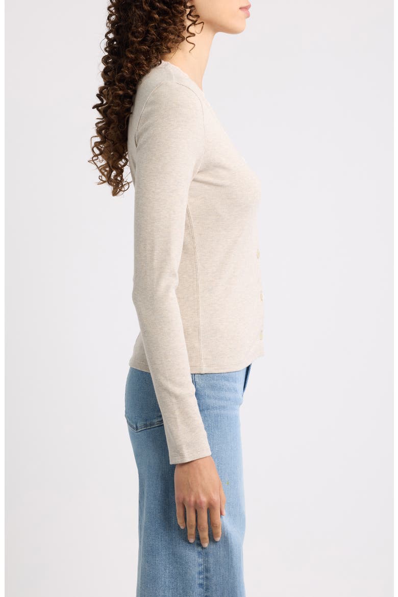 The Rib Trim Cardigan, Alternate, color, OATMEAL HEATHER