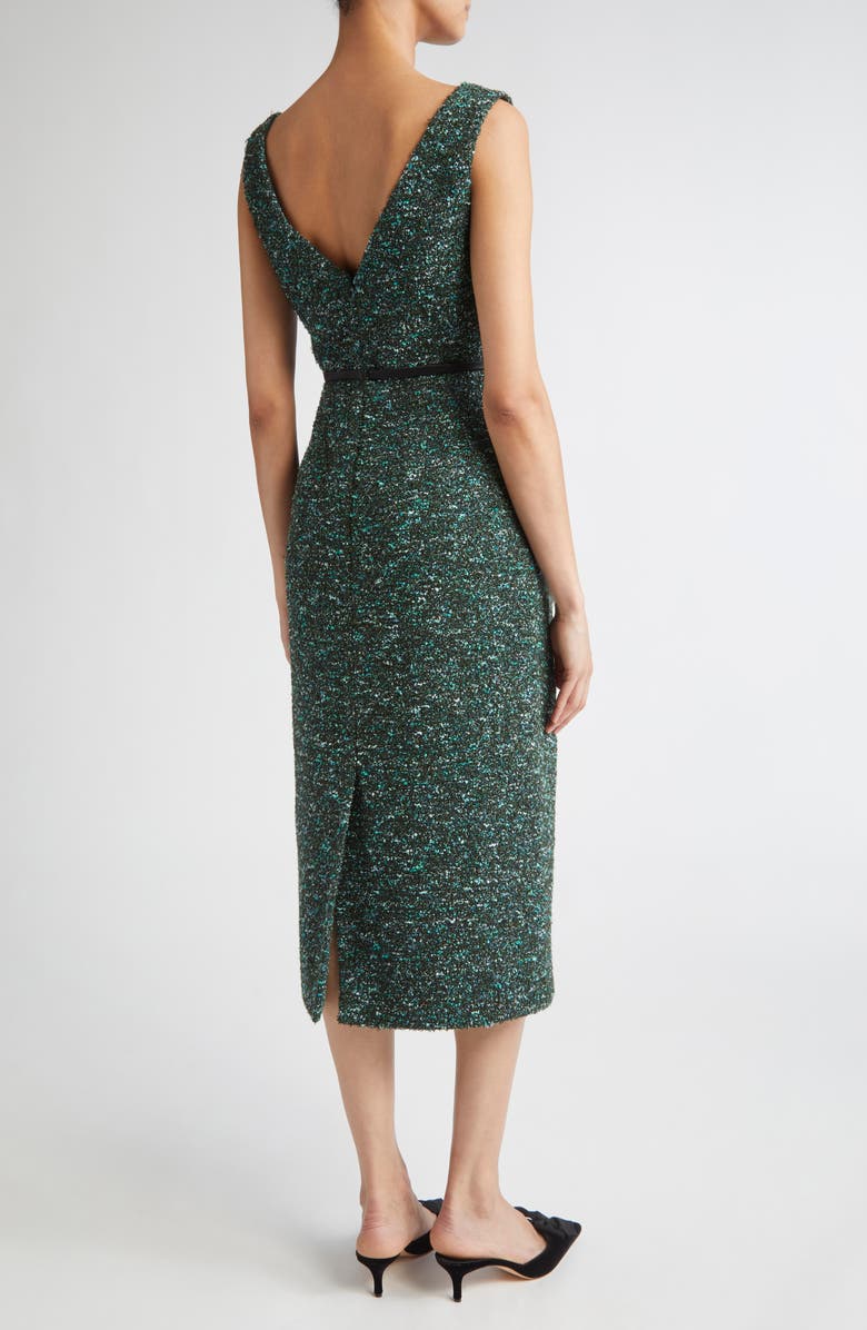 Erdem Sleeveless Tweed Sheath Dress, Alternate, color, Hedgerow Green