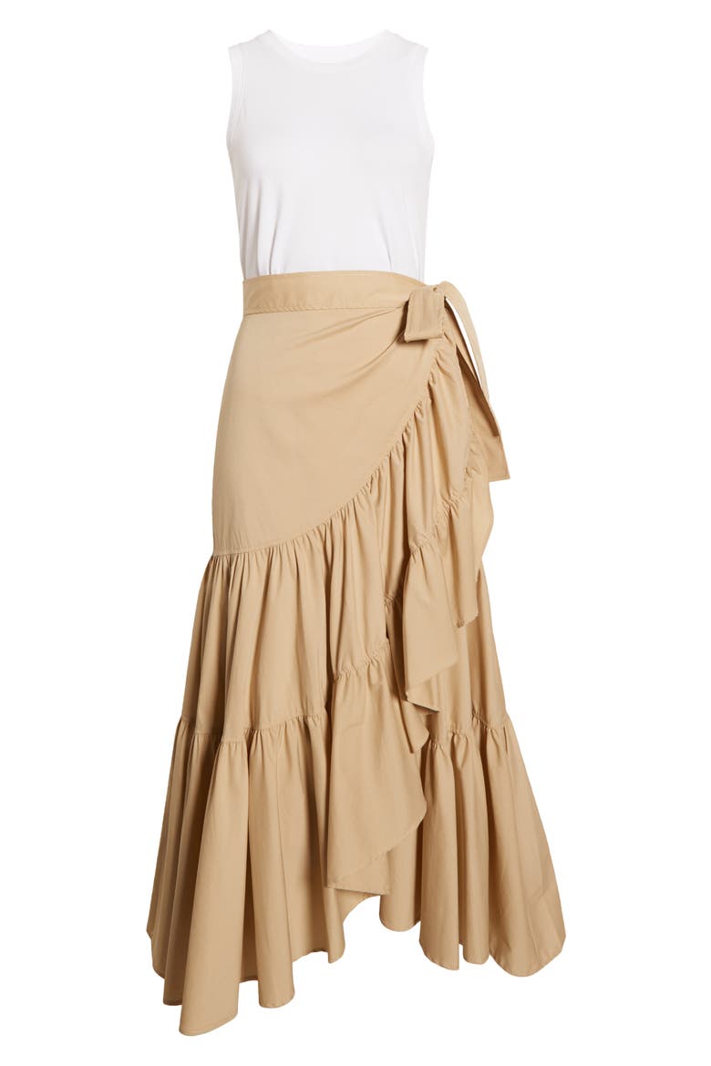 Mahlia Midi Dress, Alternate, color, WHITE/ KHAKI