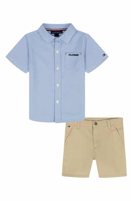Tommy Hilfiger Logo Short Sleeve Button-Up Shirt & Shorts Set