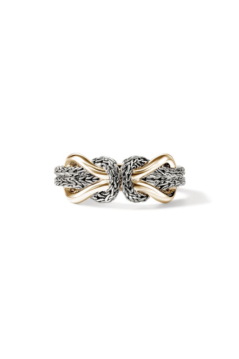Infinite Love Knot 14k Gold & Sterling Silver Ring, Main, color, SILVER