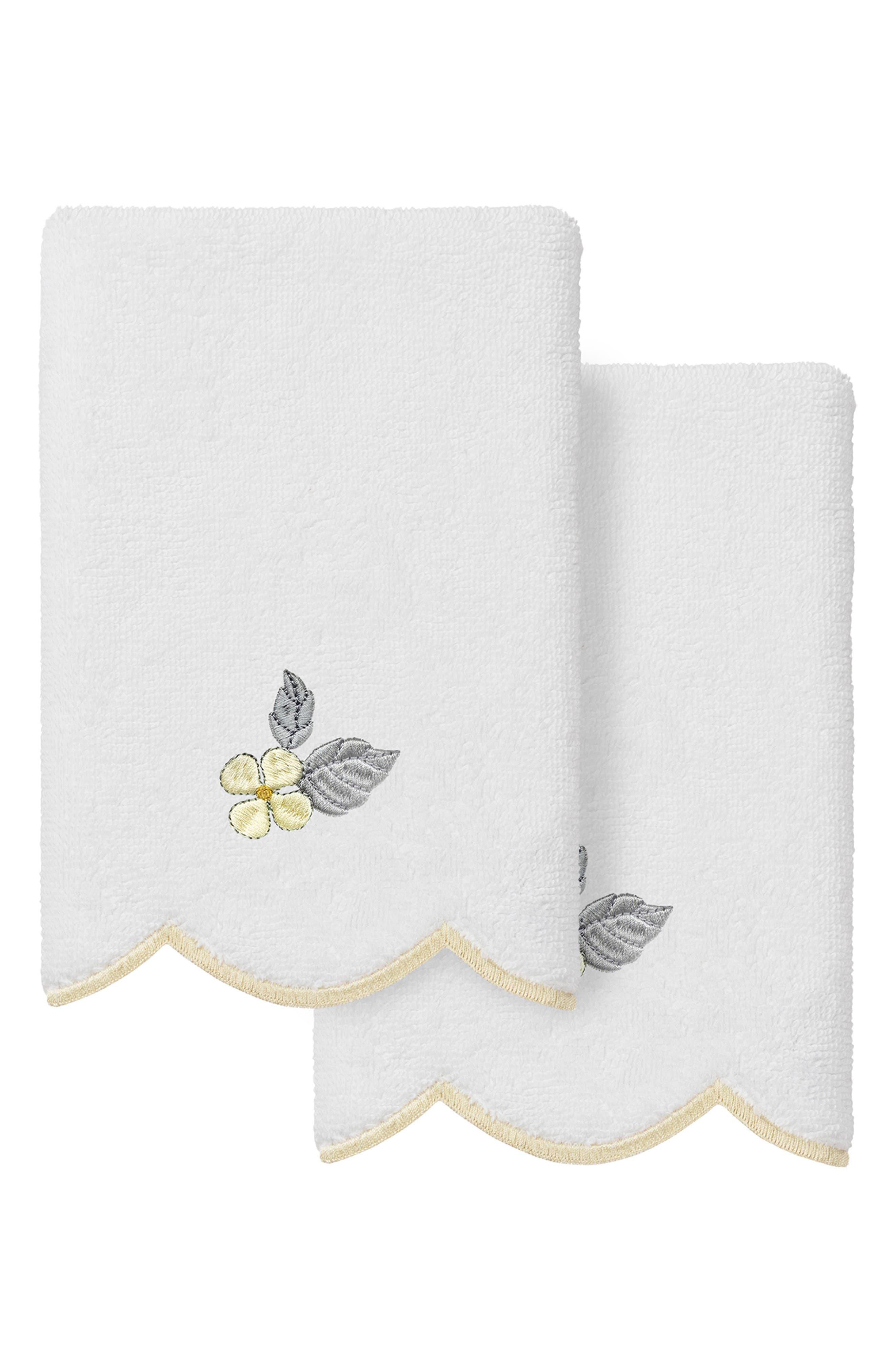 Hydea Scallop 2-Piece Embellished Fingertip Towel Set