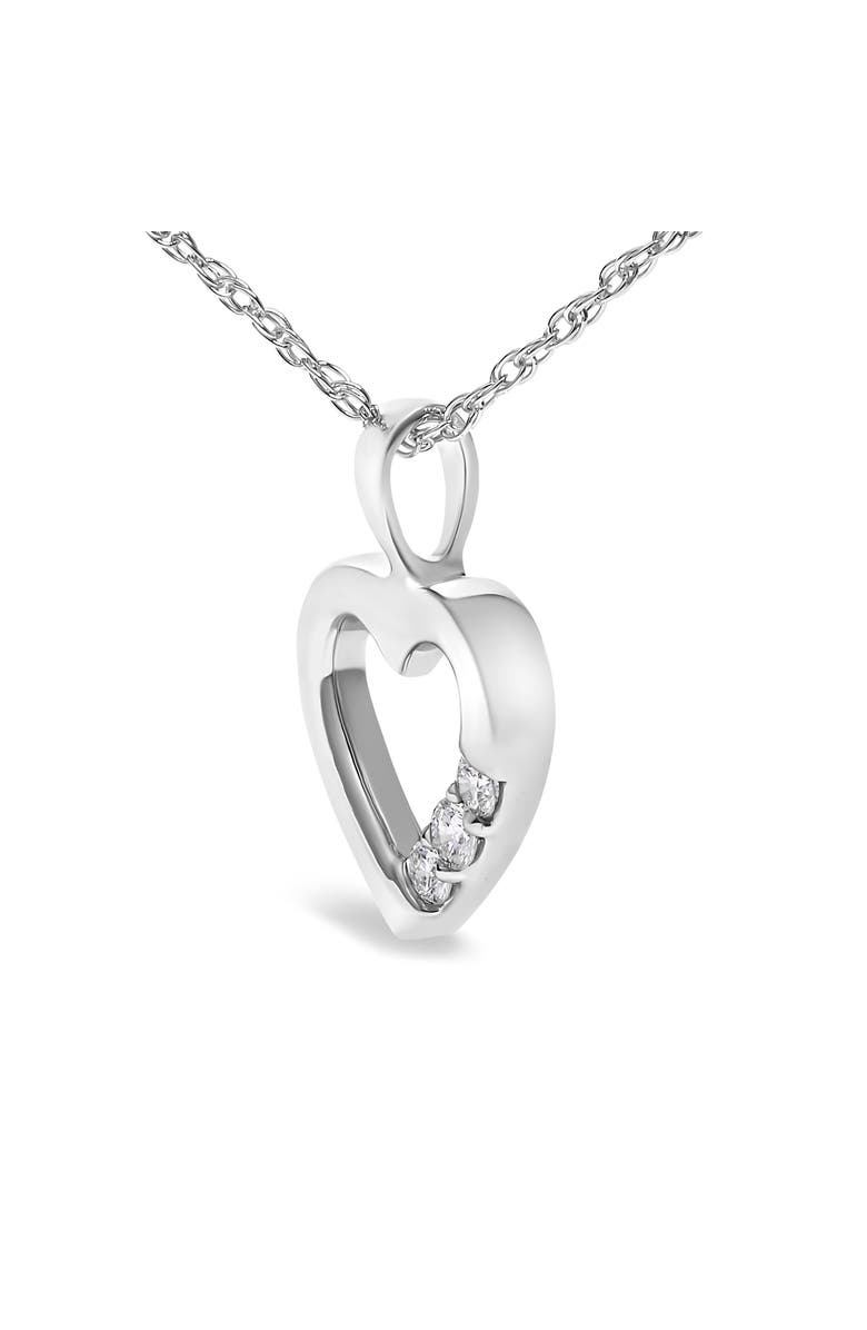 Haus of Brilliance Silver Lab Grown Diamond 1/4 Cttw Three Stone Heart Pendant Necklace, Alternate, color, White
