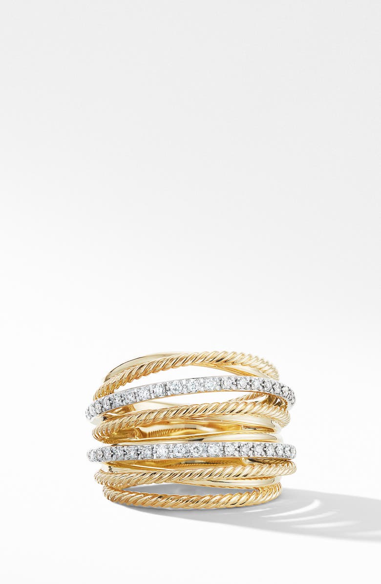 David Yurman Crossover Wide Ring with Diamonds, Alternate, color,