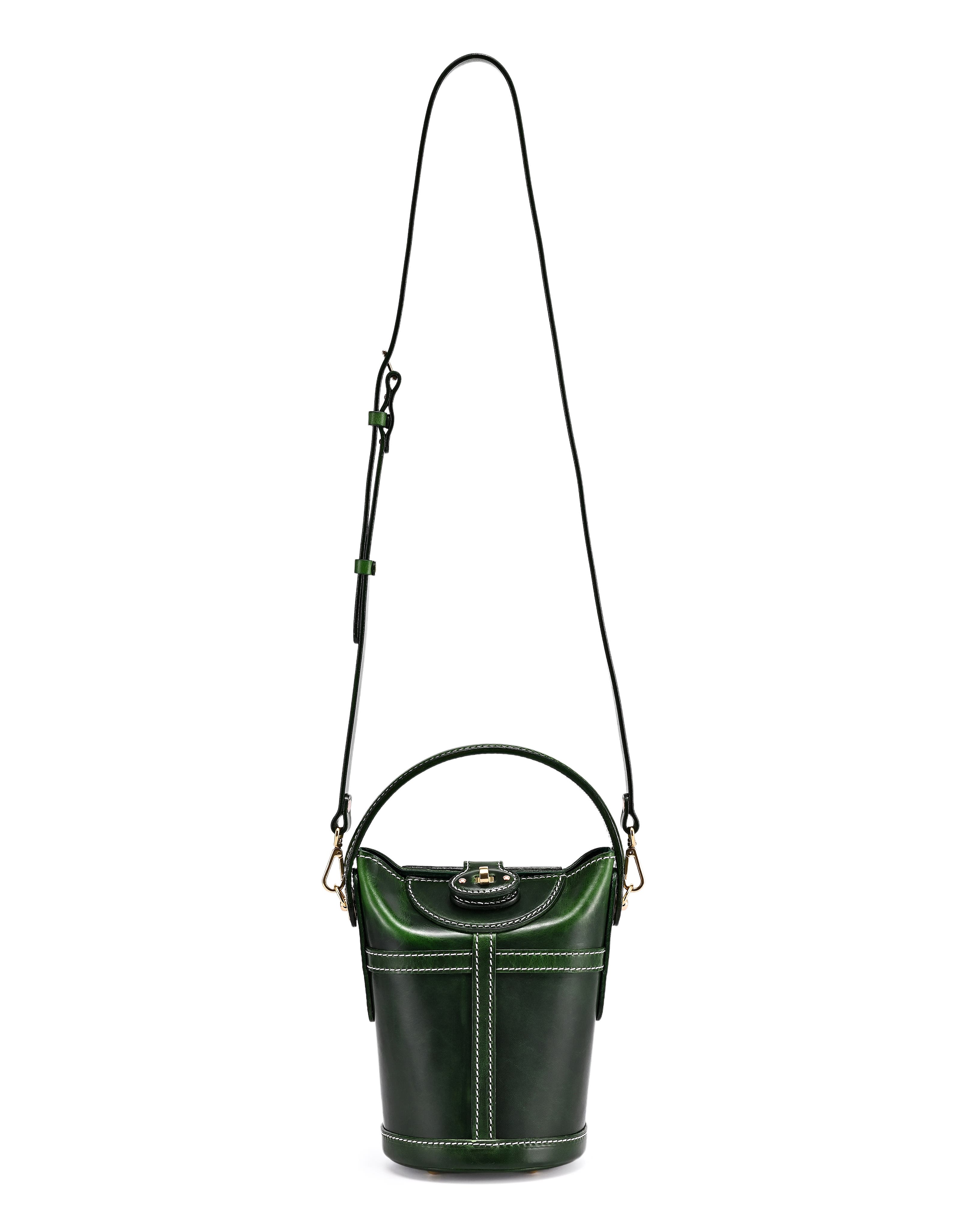 OLD TREND Begonia Genuine Leather Vintage Bucket Crossbody, Alternate, color, Green