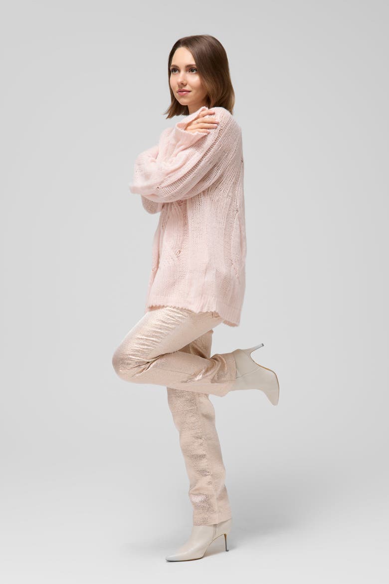 Cable-Knit Cashmere Sweater, Alternate, color, Light Pink