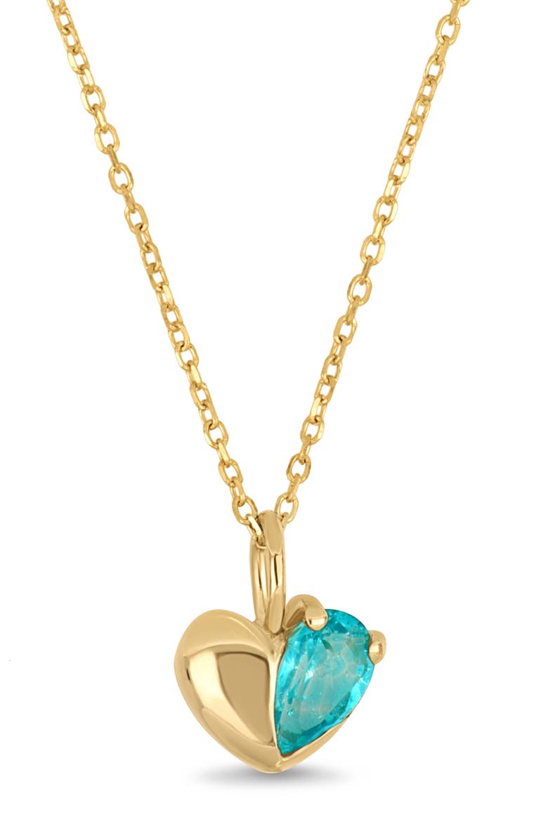 14K Gold Paraiba Topaz Heart Pendant Necklace, Alternate, color, 14K YELLOW GOLD