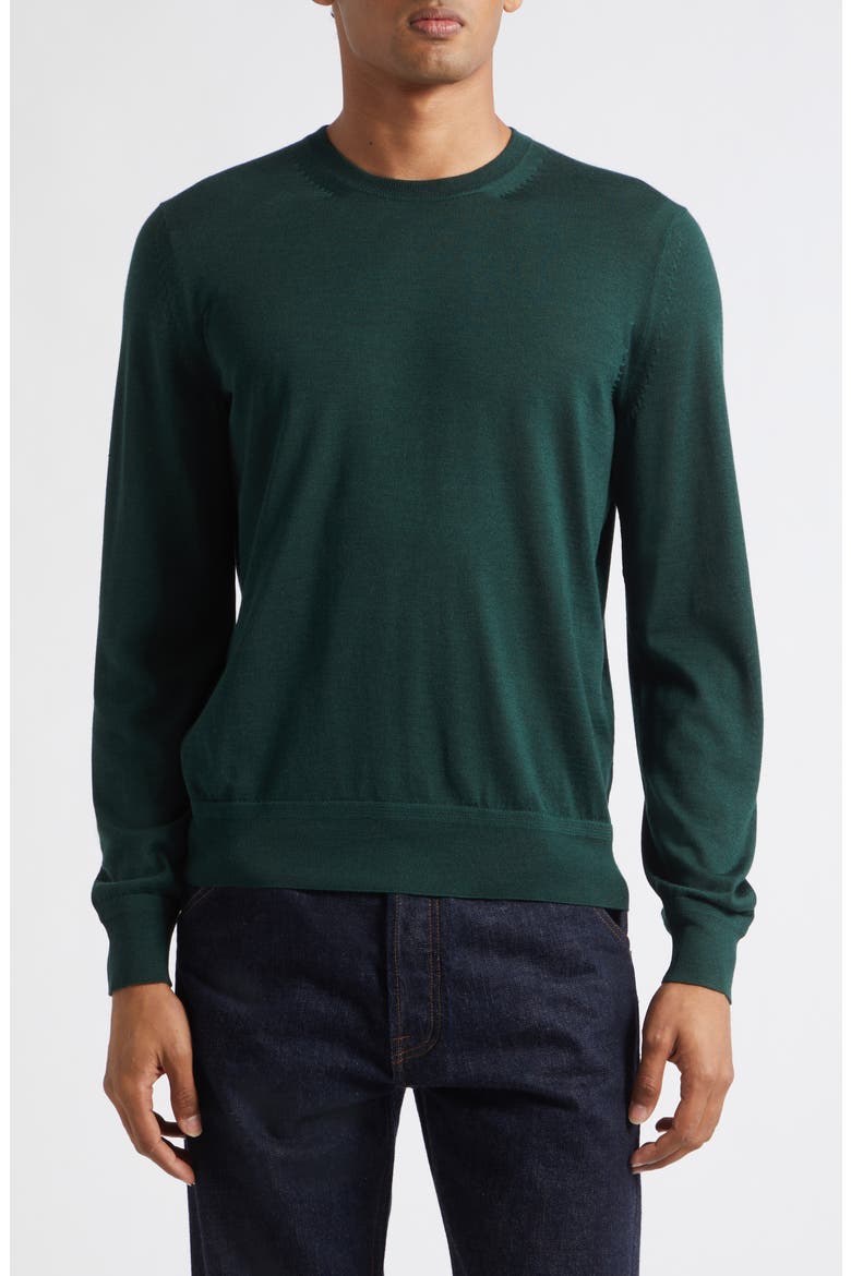 Fine Gauge Cashmere & Silk Sweater, Main, color, GBI CLOVER GREEN