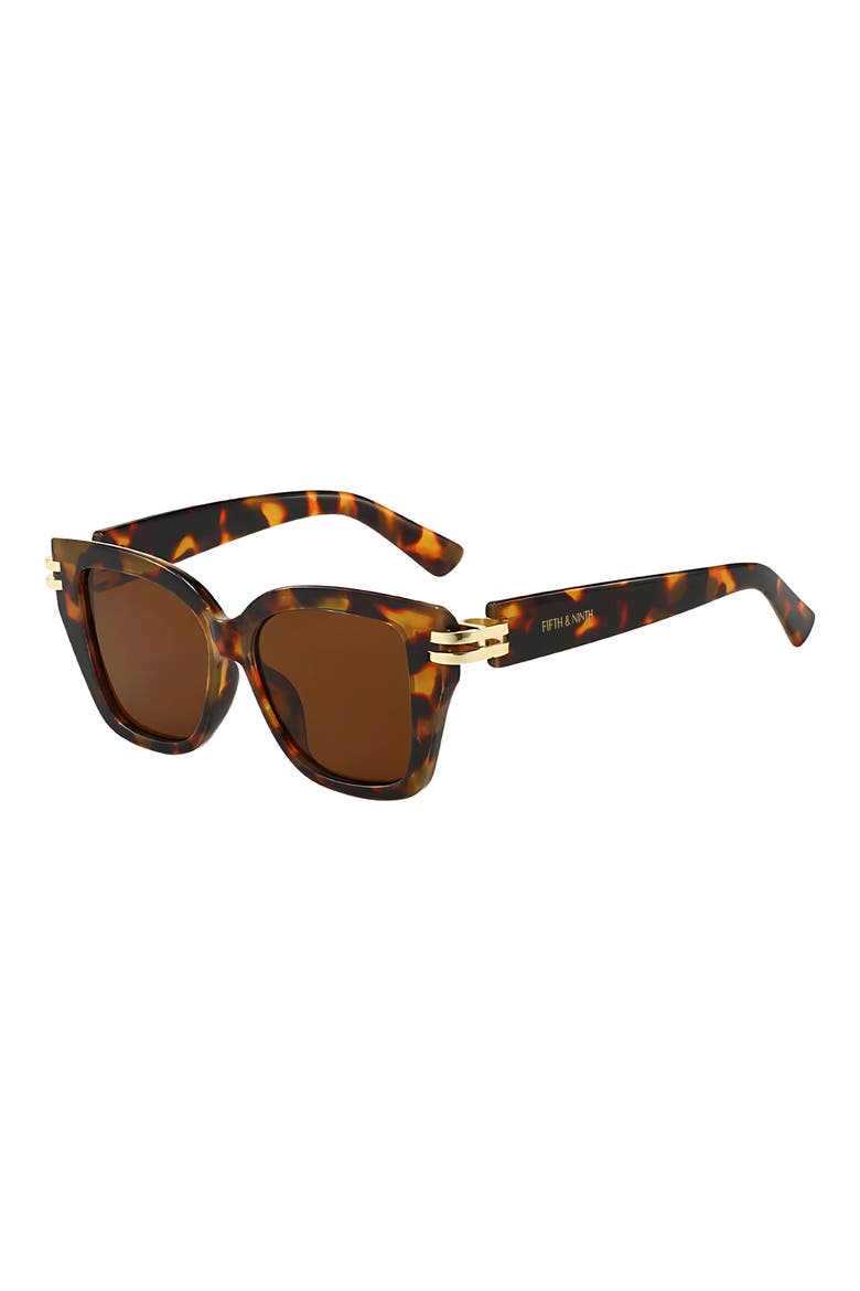 Paige 48mm Polarized Small Geometric Sunglasses, Alternate, color, TORTE / BROWN