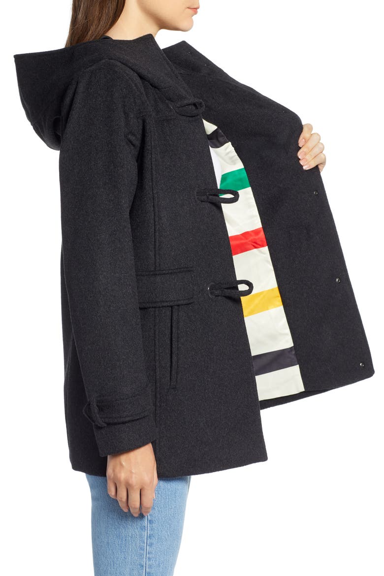 Roslyn Waterproof Lambswool Blend Hooded Coat, Alternate, color, CHARCOAL