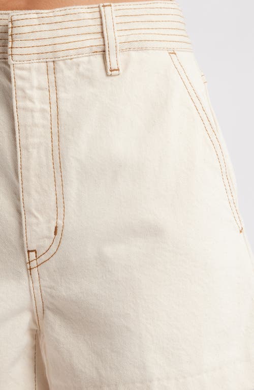 Shop Frame The Trapunto High Waist Denim Shorts In Vanilla Bean