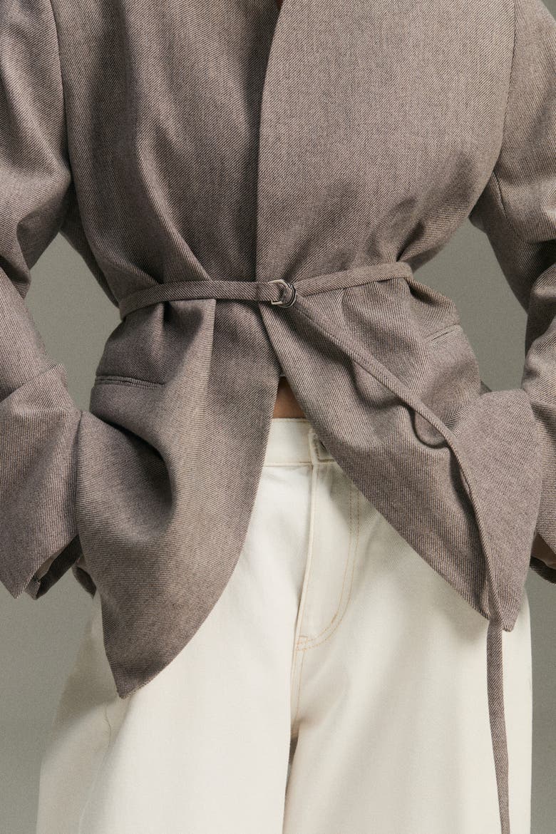 Oversized Belted Jacket, Alternate, color, Gray melange