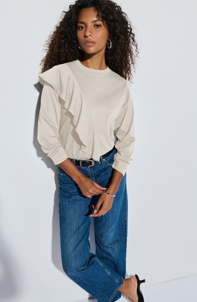 Nation LTD Farrah Ruffle Long Sleeve Top, Alternate, color, Parchment