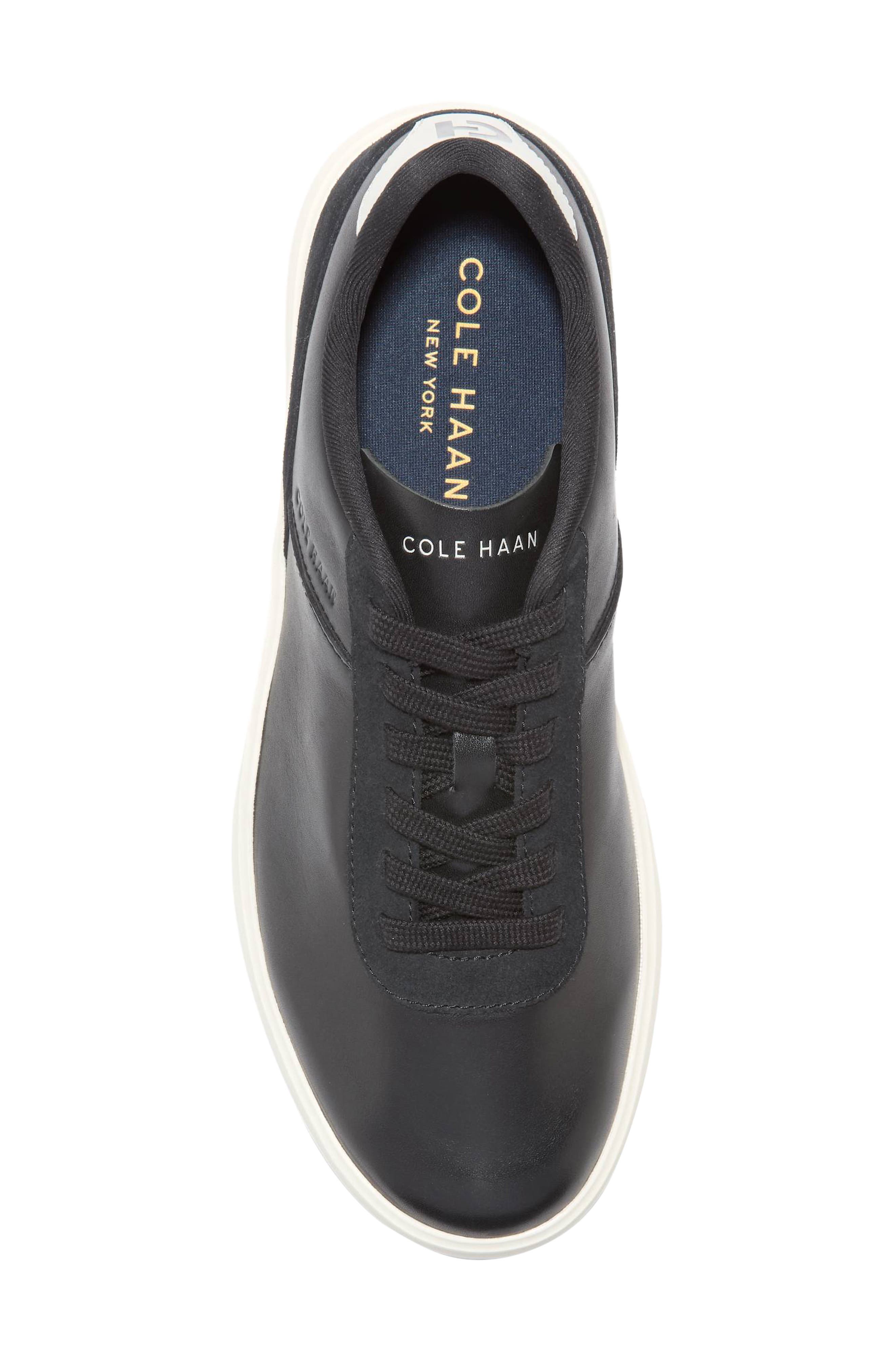 Grand Crosscourt Packaway Leather Sneaker, Alternate, color, BLACK / IVORY