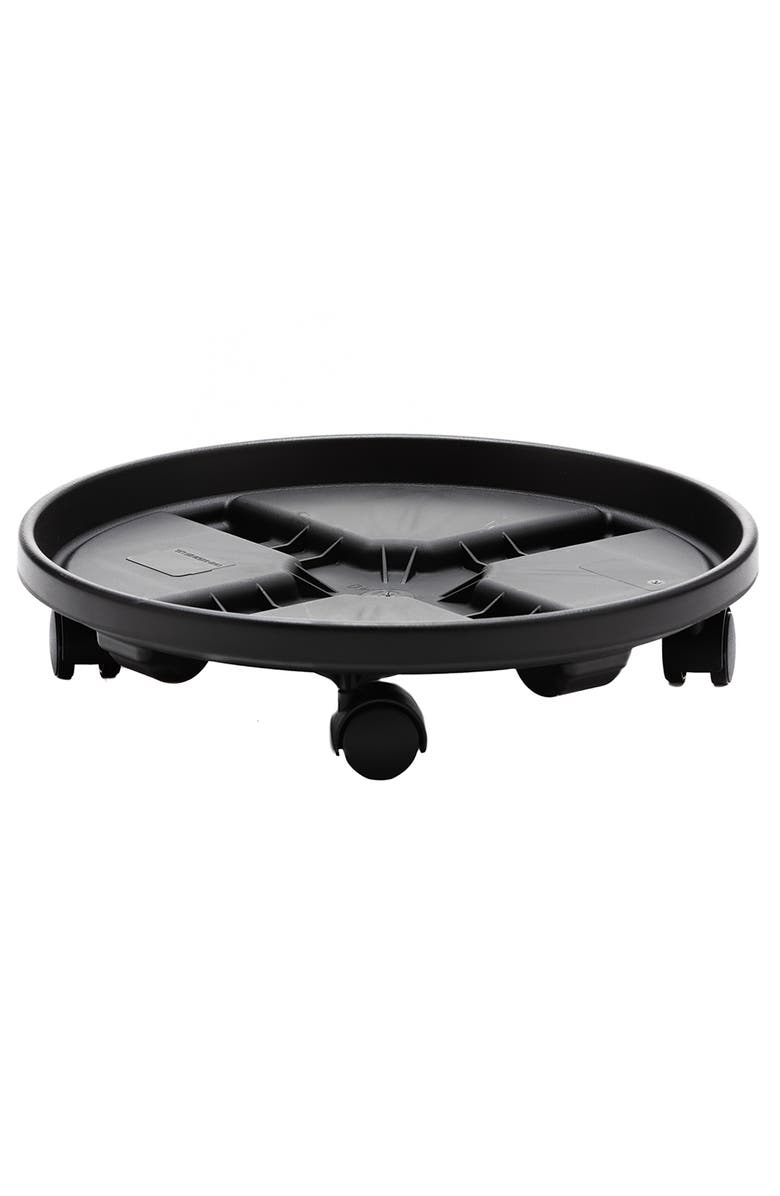 Bloem 12 Inch Round Planter Caddy With Wheels, Black, Main, color,