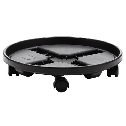 12 Inch Round Planter Caddy With Wheels, Black