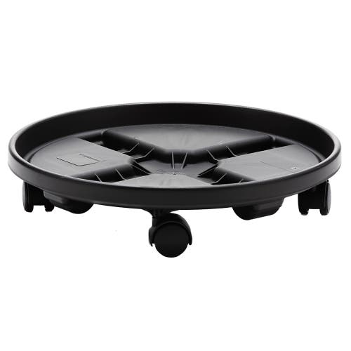 Bloem 12 Inch Round Planter Caddy With Wheels, Black In Black