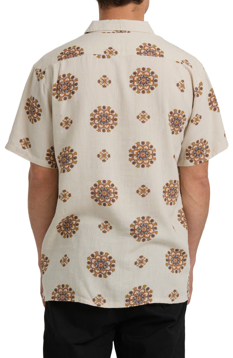 Billabong Cordoba Floral Short Sleeve Linen Blend Button-Up Shirt, Alternate, color, Cream
