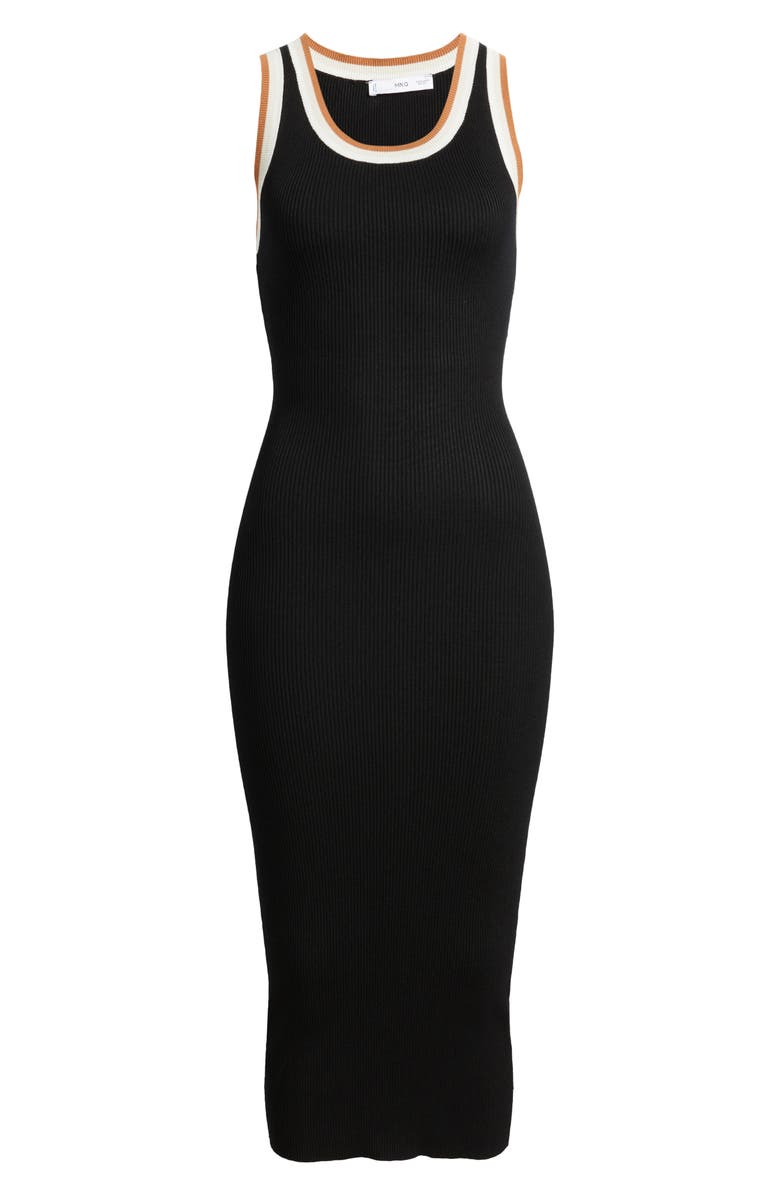 MANGO Sleeveless Rib Dress, Alternate, color, Black