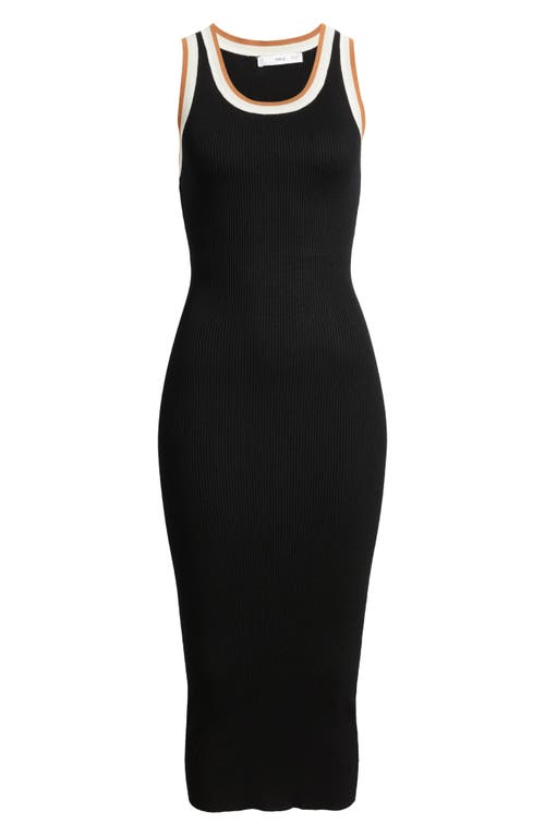 Mango Sleeveless Rib Dress In Black
