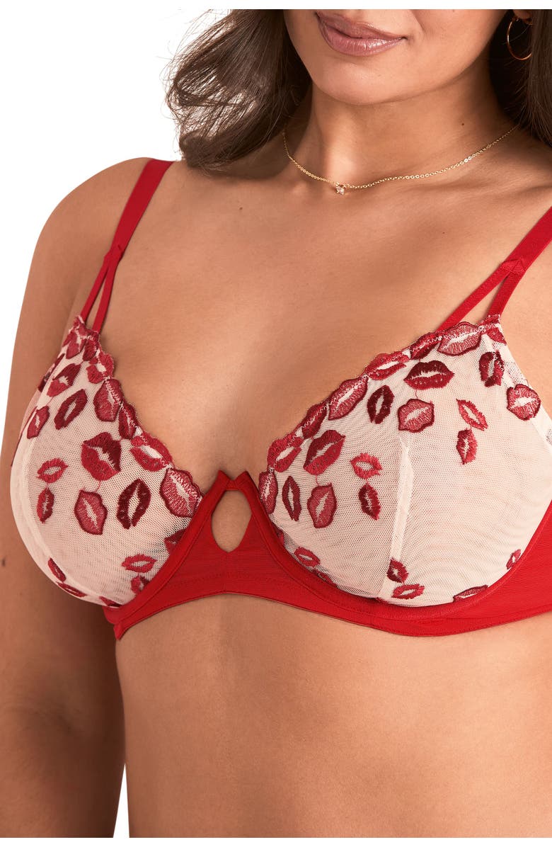 Adore Me Bisou Unlined Plunge Bra, Alternate, color, Dark Red
