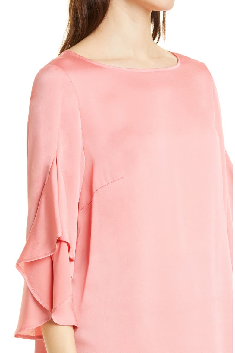 Crêpe de Chine Ruffle Sleeve Top, Alternate, color, SUGAR